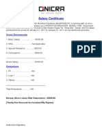 Salary Certificate: Gross Emoluments