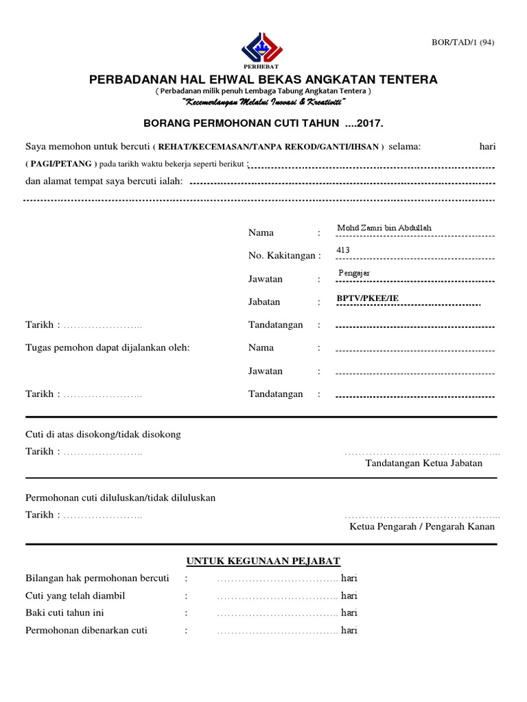 Perbadanan Hal Ehwal Bekas Angkatan Tentera 2017 Pdf