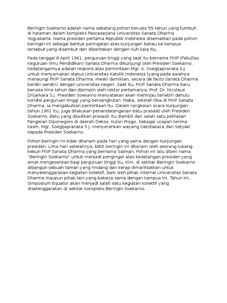 Sejarah Beringin Soekarno (Revisi)