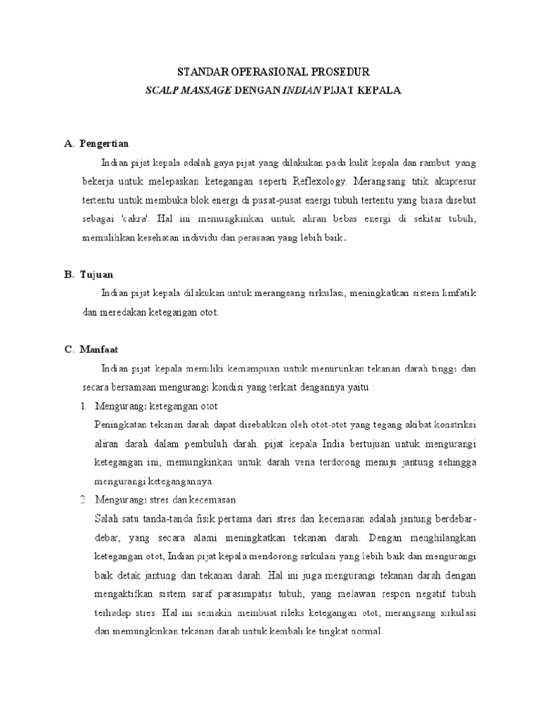 Sop Scalp Massage PDF