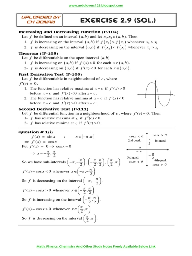 Increasing and Decreasing Functions Guide | PDF | Physics | Calculus