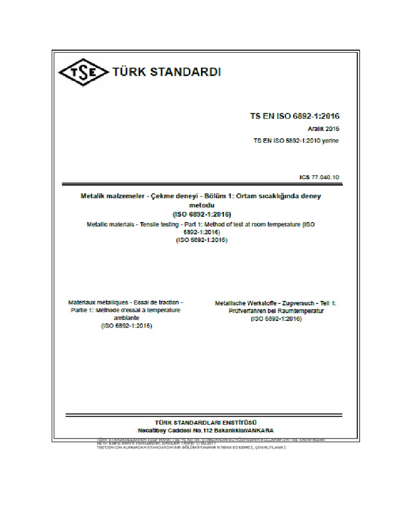 TS en Iso 6892-1 | PDF