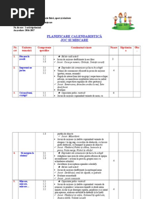 Planificare Joc Si Miscare Cl Iii A Mea