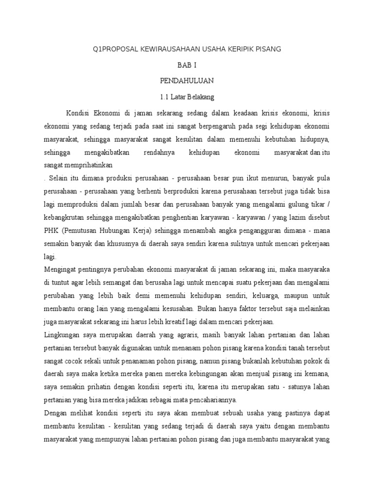 Proposal Kewirausahaan Usaha Keripik Pisang Pdf
