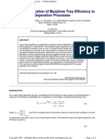 A Simple Application of Murphree Tray Efficiency to Separation Processes