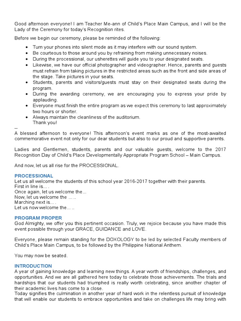 Sample emcee script speech