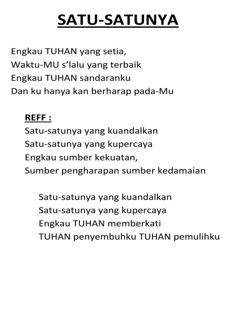 Satu Satunya Pdf