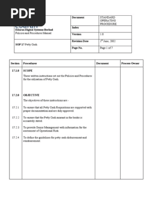 SOP 17 - Petty Cash