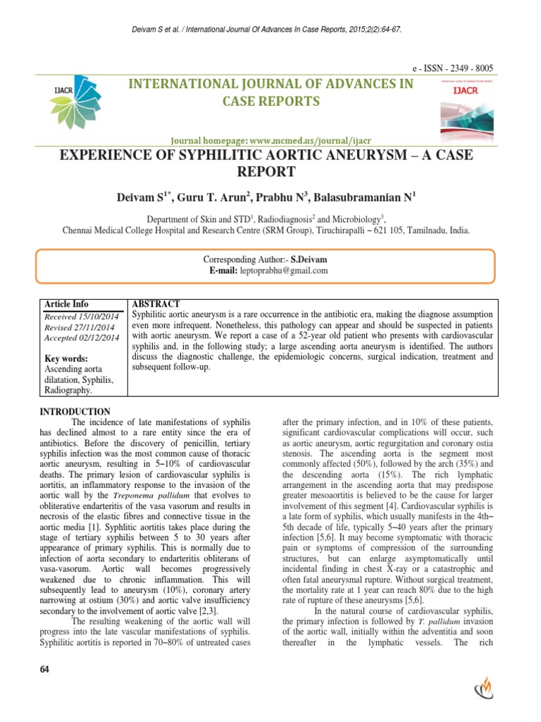 International Journal of Advances in Case Reports | PDF | Aorta | Angiology