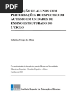 Avaliação de Alunos Com Perturbações Do Espectro Do Autismo Em Unidades de Ensino Estruturado Do 1ºciclo