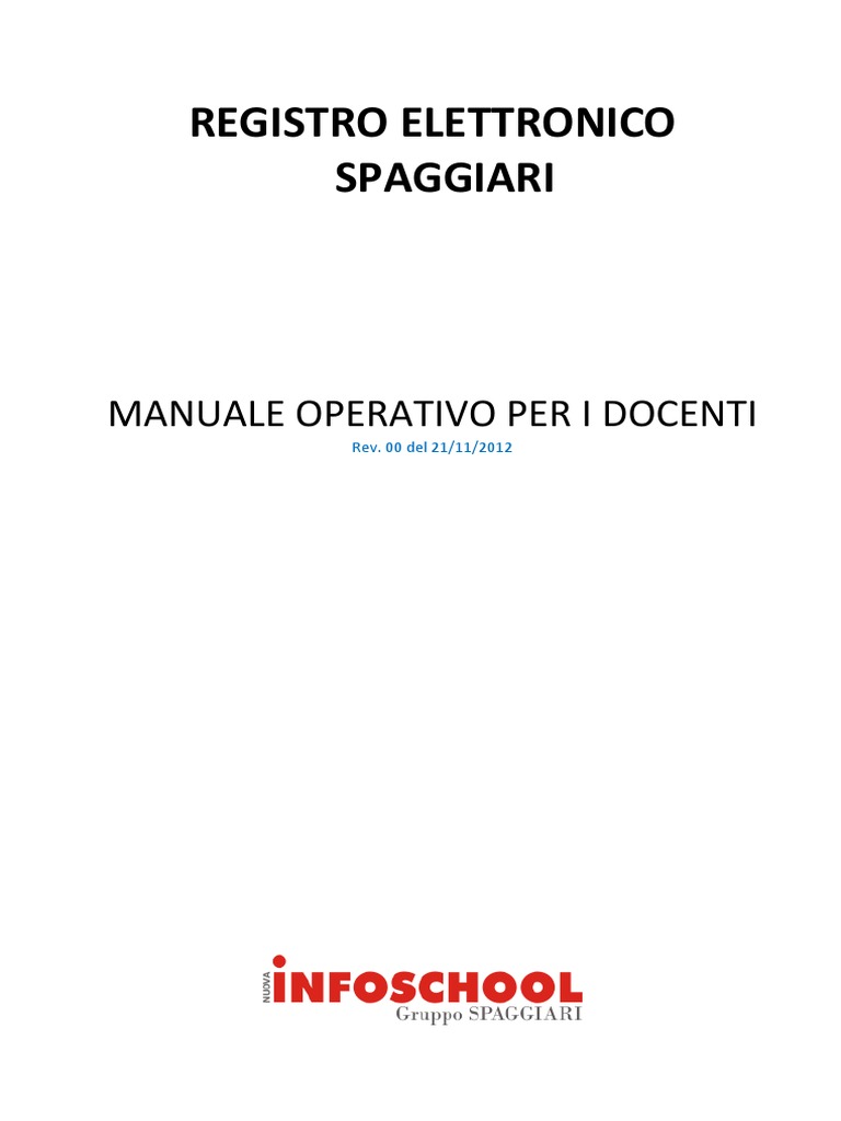 Manuale Registro Elettronico Spaggiari Per I Docenti PDF