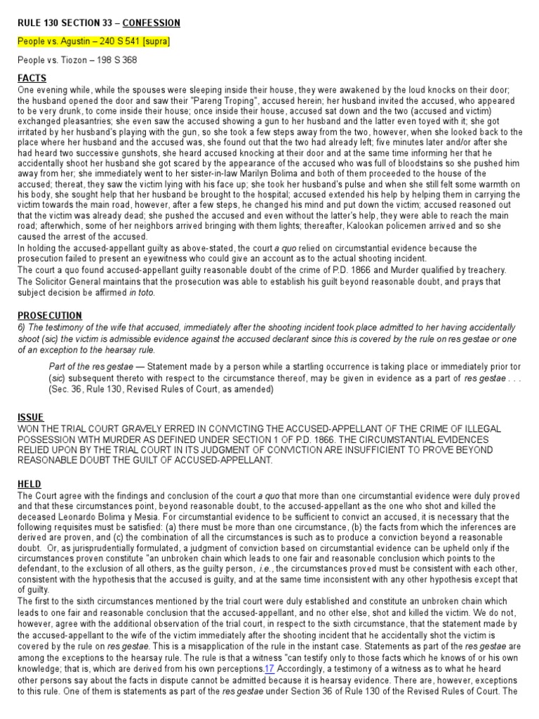 Confession and Circumstantial Evidence in Murder Case | PDF ...