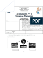 Evaluación 1 Ciencias Naturales 6ºA