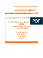 Nickelodeon Animation Studio 231 W Olive Ave, Burbank, CA 91502 (818) 736-3000 Follow Us On: Instagram Facebook Twitter