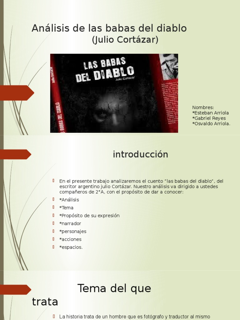 Analisis De Las Babas Del Diablo Narracion Cuentos