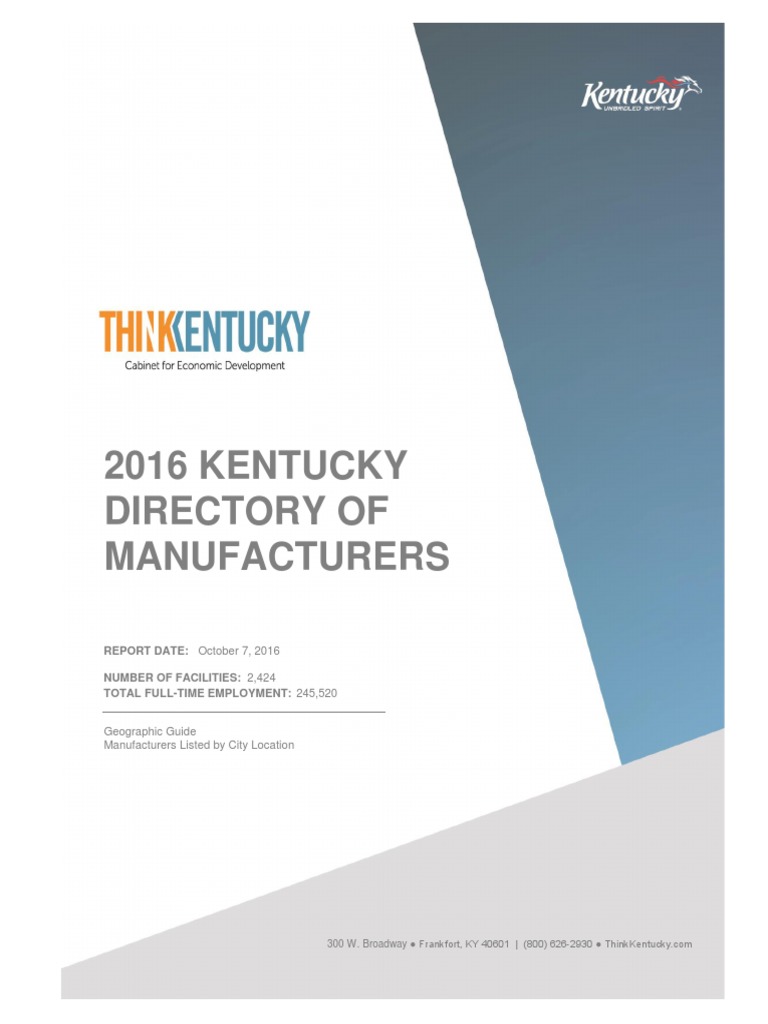 A Comprehensive Directory of Manufacturers in Kentucky: Providing