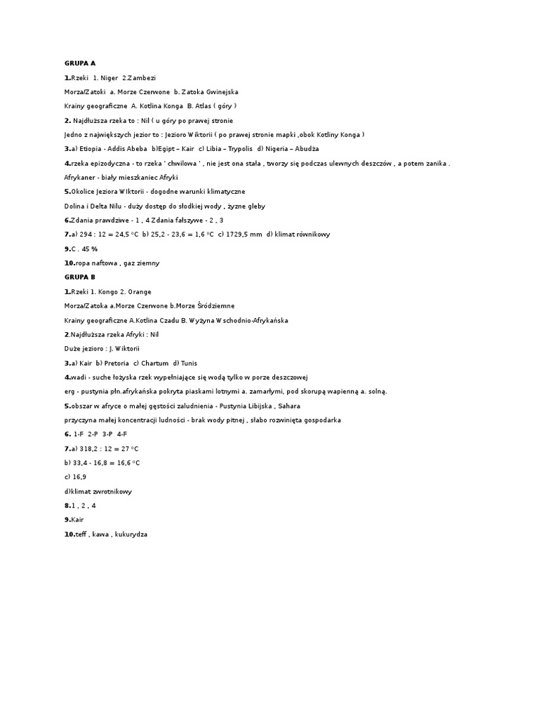 Test Afryka Odp | PDF