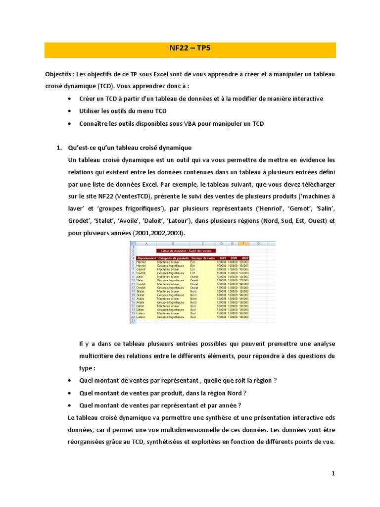 Création et manipulation de TCD sous Excel | PDF | Informatique | Logiciel