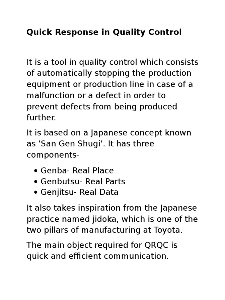 Quick Response in Quality Control | PDF | Systems Engineering ...