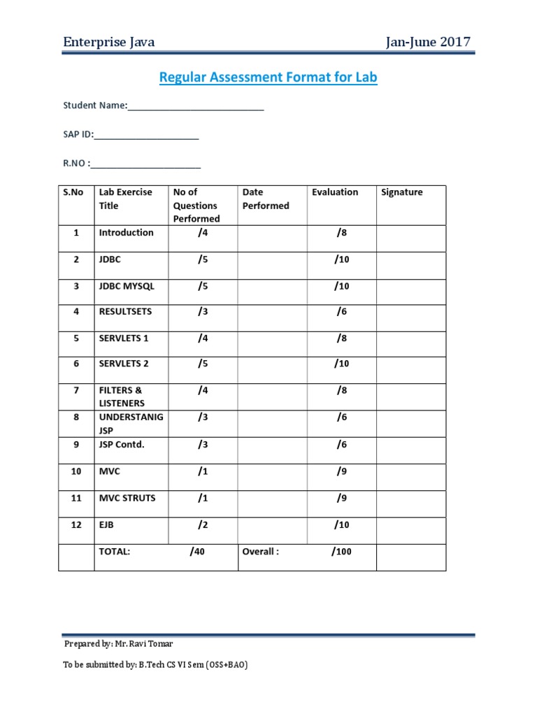 Enterprise Java Lab Assessment Guide | PDF