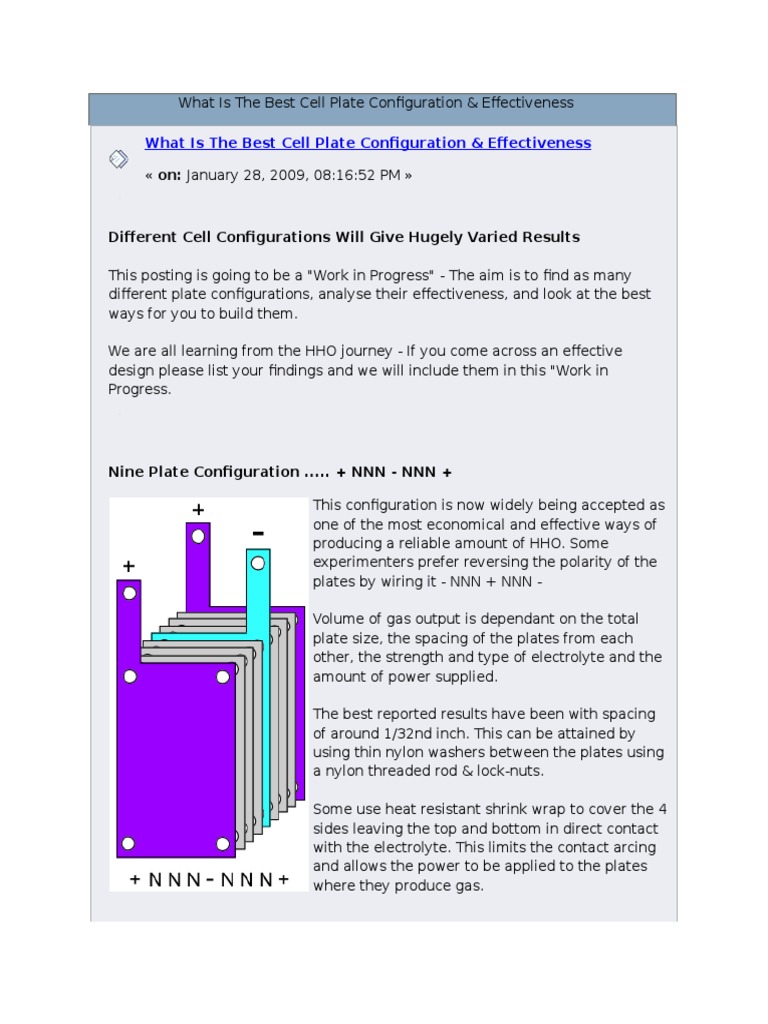 HHO Cell Plate Configurations | PDF | Combustion | Turbocharger