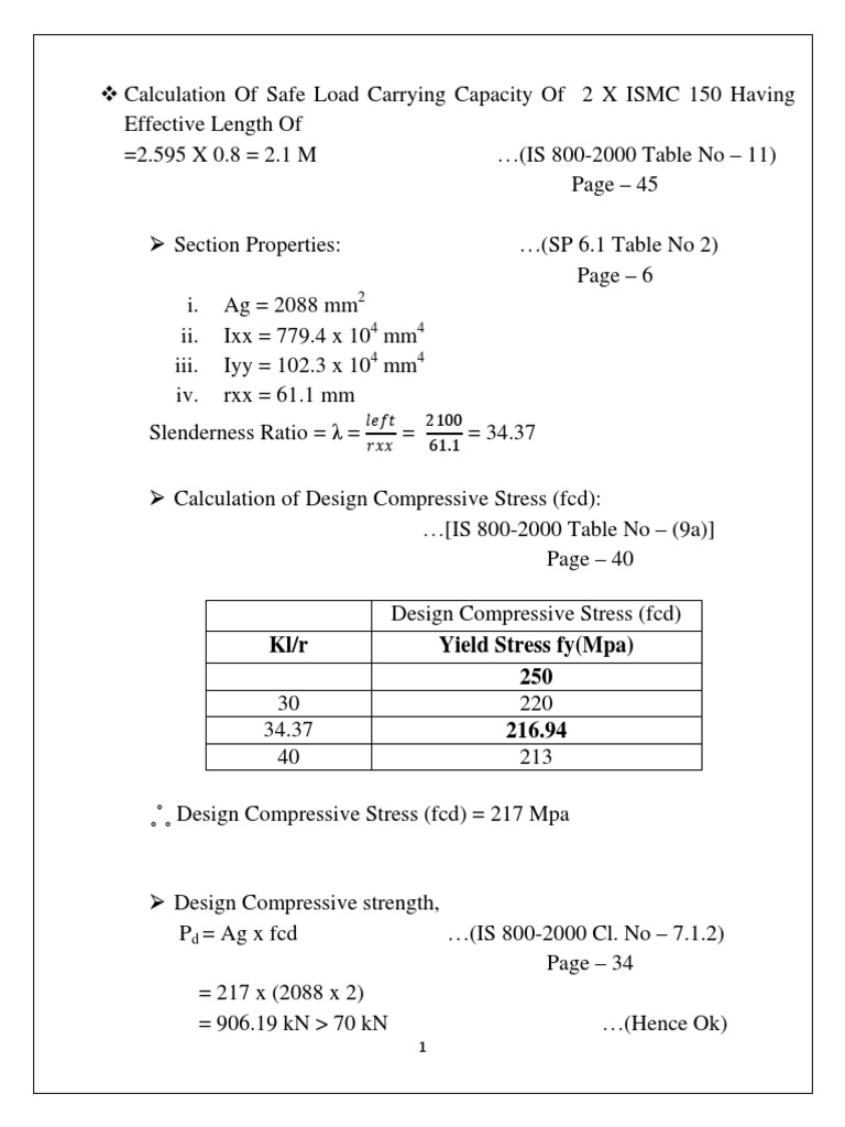 ISMC 150 Load Capacity Calculation | PDF