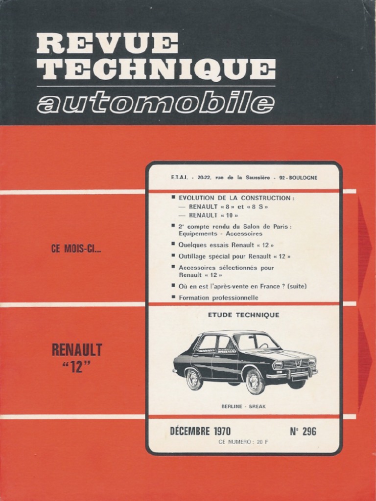 Dossier Formation Technique Renault 20 Diesel – 1979 (Occasion)