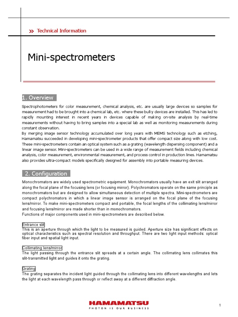 Mini-Spectrometers Technical Overview | PDF | Angular Resolution ...