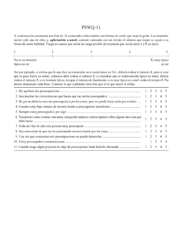 PSWQ | PDF