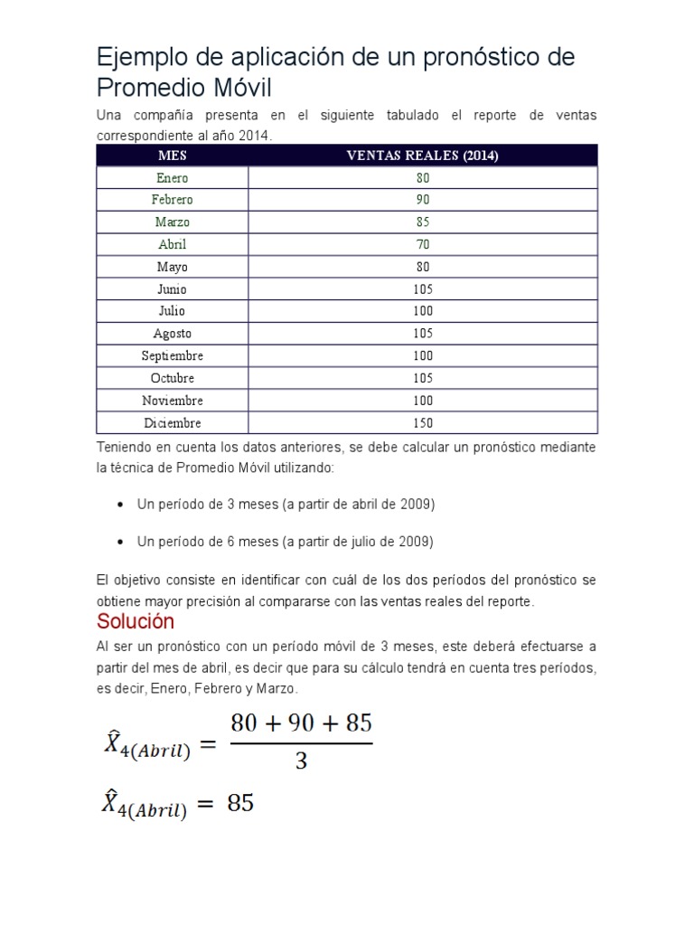 Pronóstico de Ventas: Promedio Móvil | PDF | Science | Tecnología (general)