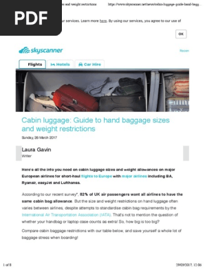 Cabin Luggage Guide To Hand Baggage Sizes And Weight Restrictions