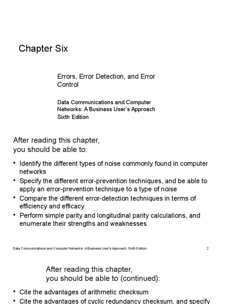 Error Detection Techniques PDF Transmission Control Protocol