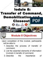 Transfer of Command, Demobilization and Closeout