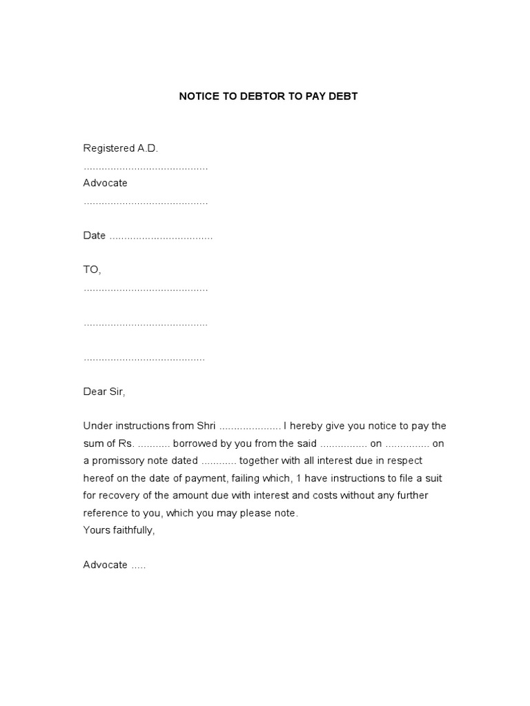 Assignment of debt agreement image