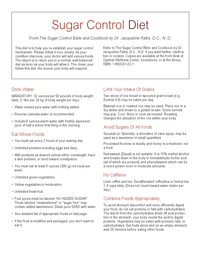 Sugar Control Diet Guidelines | PDF | Sugar | Diet & Nutrition