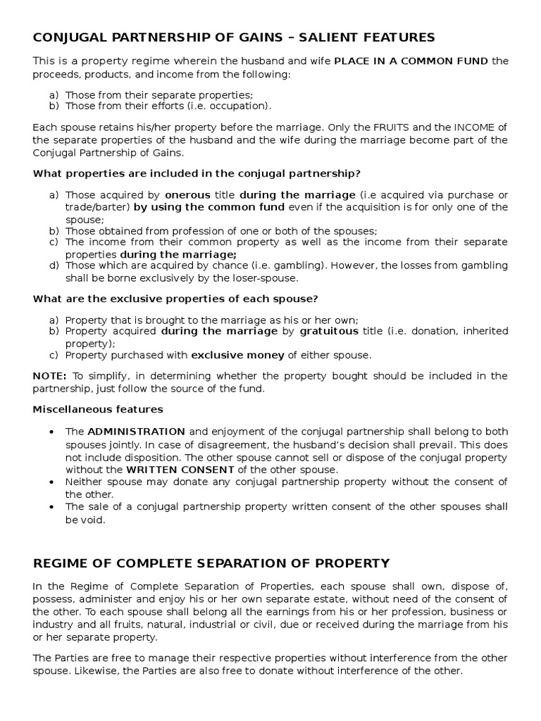 Property Regime Marriage Property