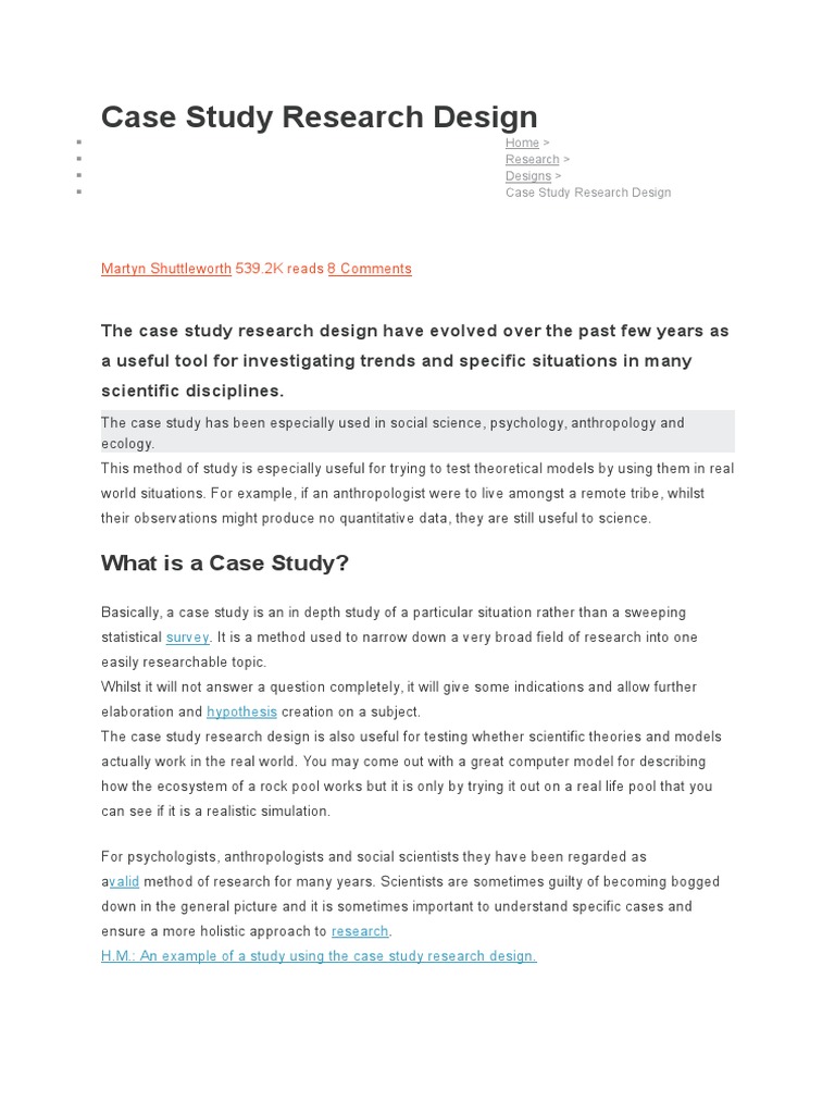 Case Study Research Design PDF Case Study Social Science