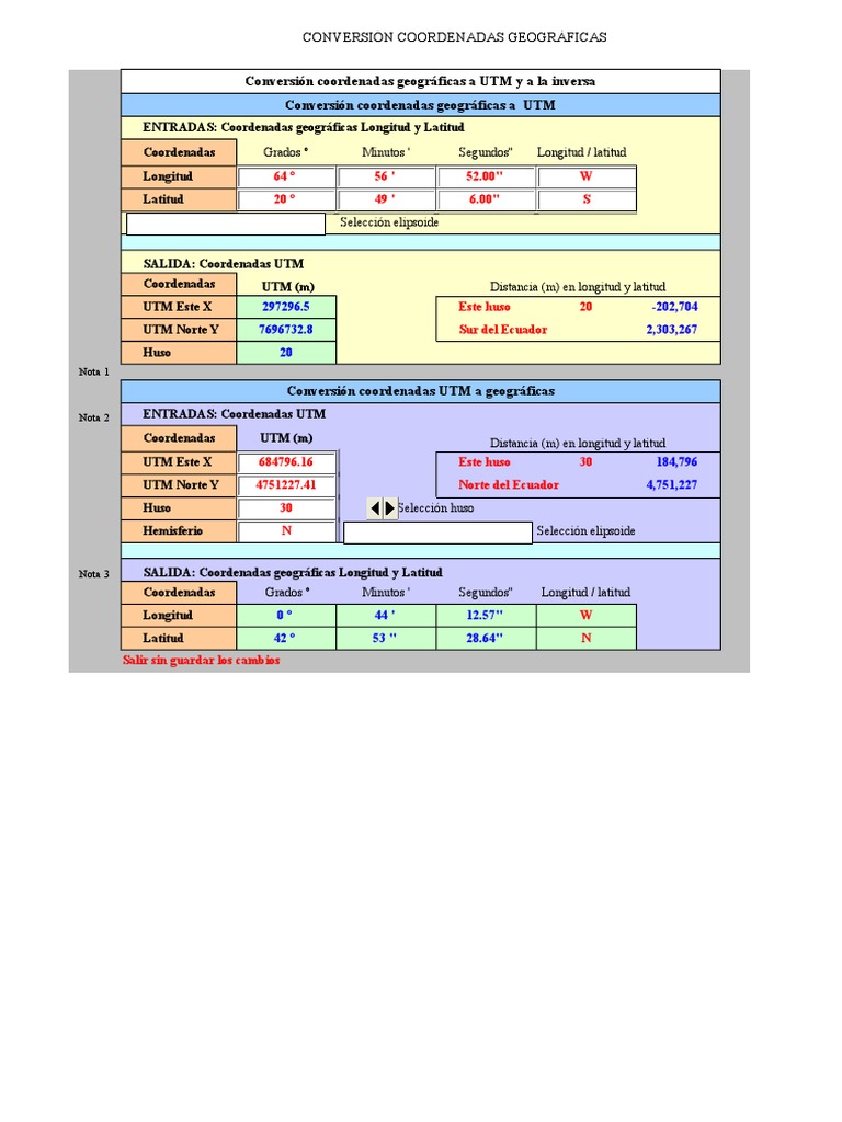Conversion Coordenadas Gps Utm PDF Cartografía Geometría analítica