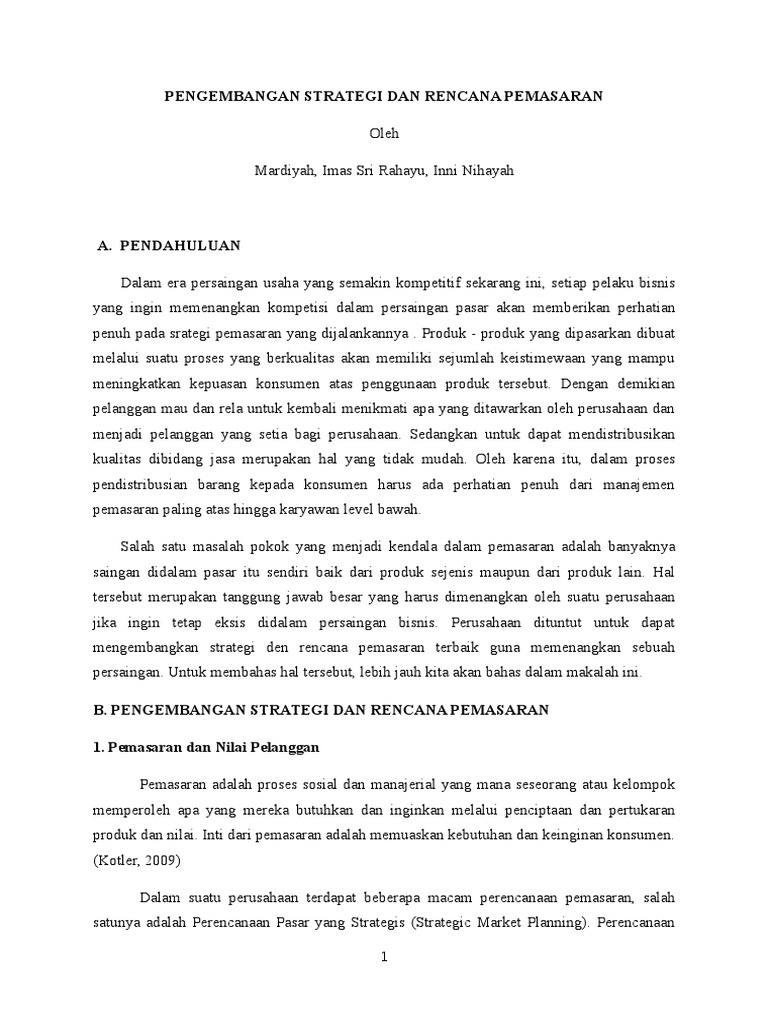 Makalah Manajemen Pemasaran