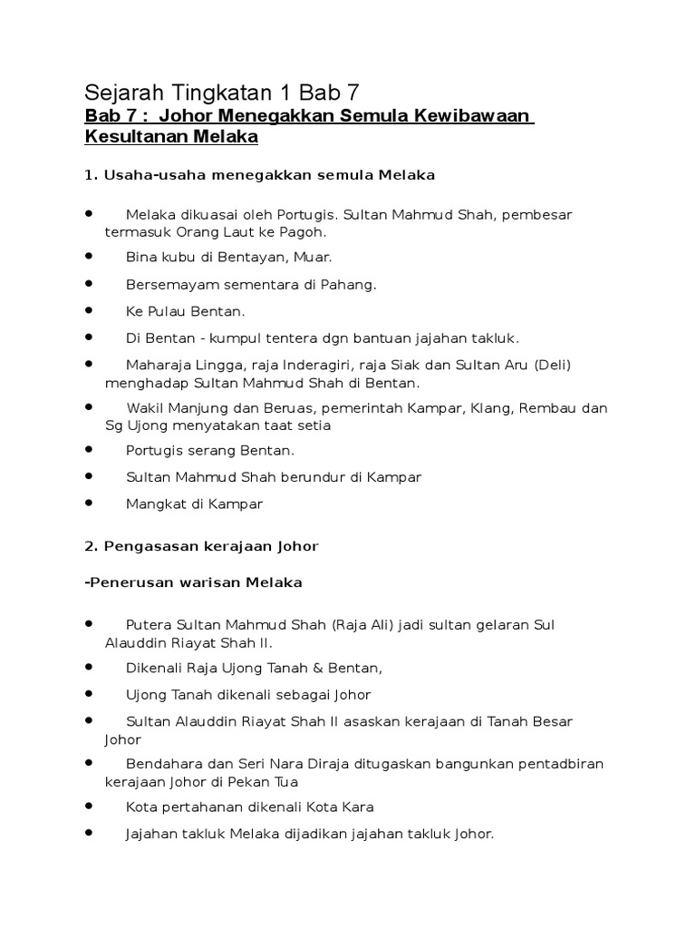 Sejarah Tingkatan 1 Bab 7