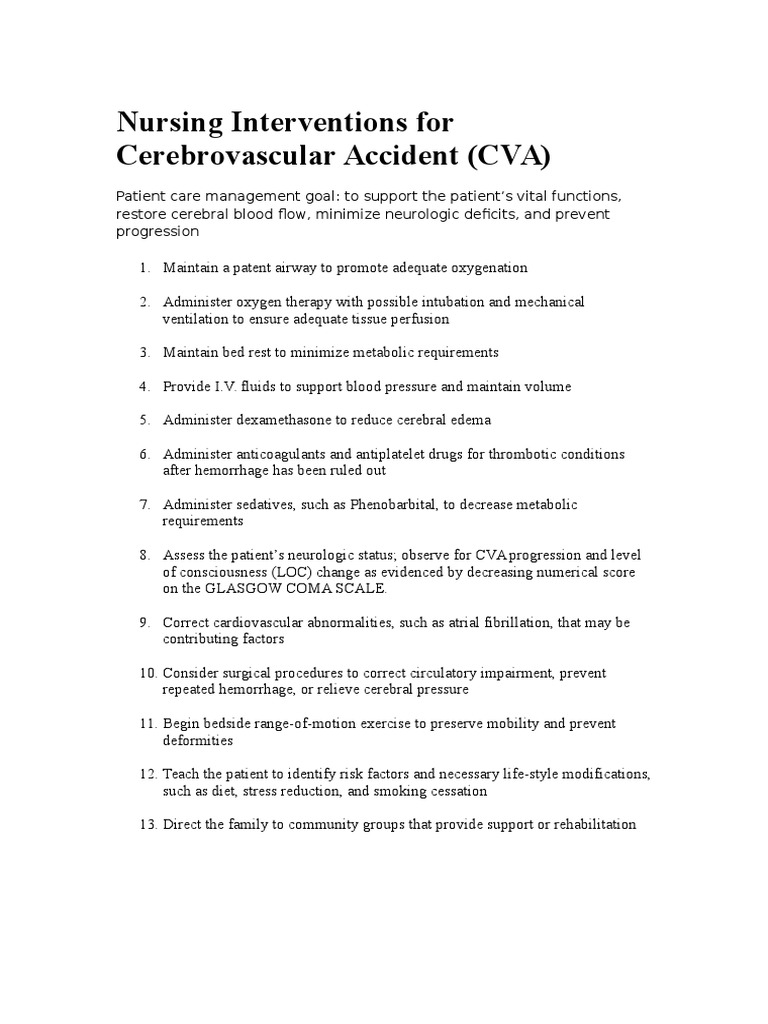 Nursing Interventions (CVA) Clinical Medicine Health Sciences