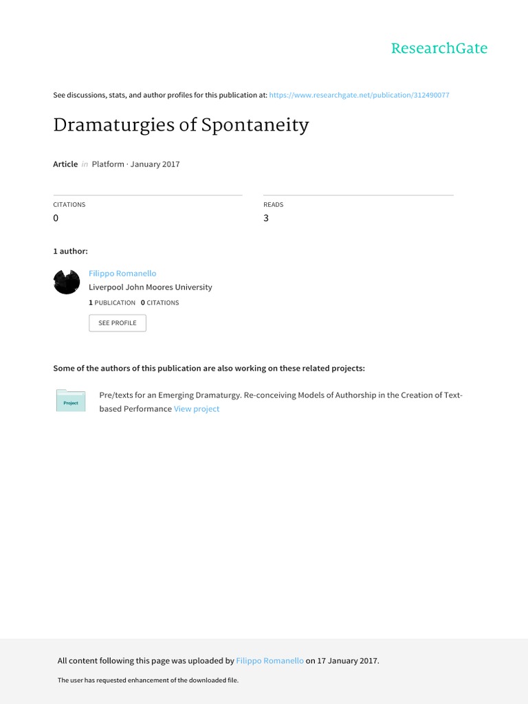 Dramaturgies of Spontaneity Explained | PDF
