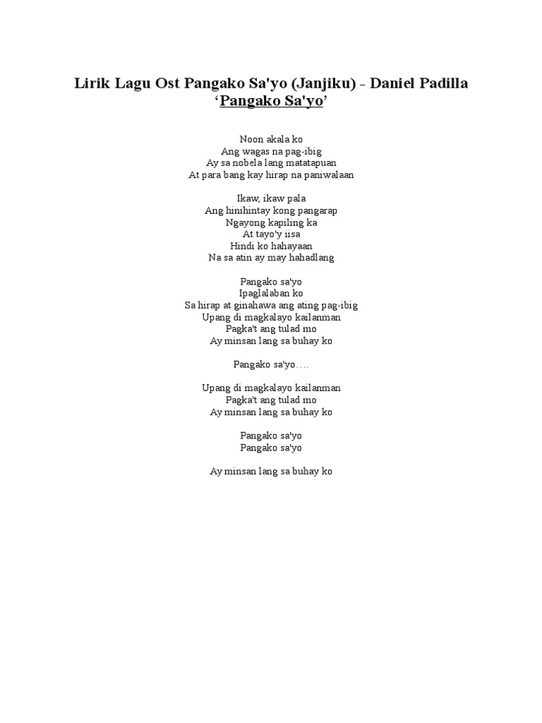 Lirik Lagu Ost Pangako Sa