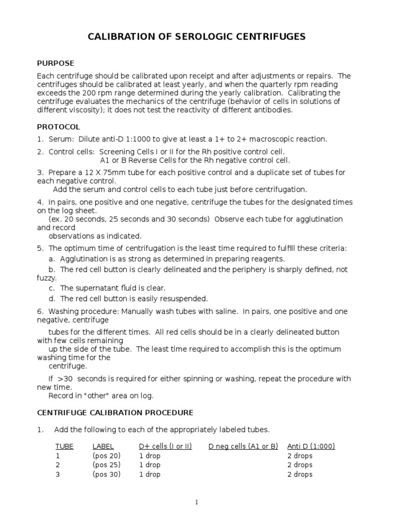 Centrifuge Calibration PDF Centrifuge Business