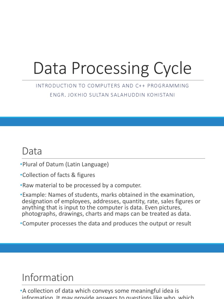 Data Processing Cycle | PDF | Data | Input/Output