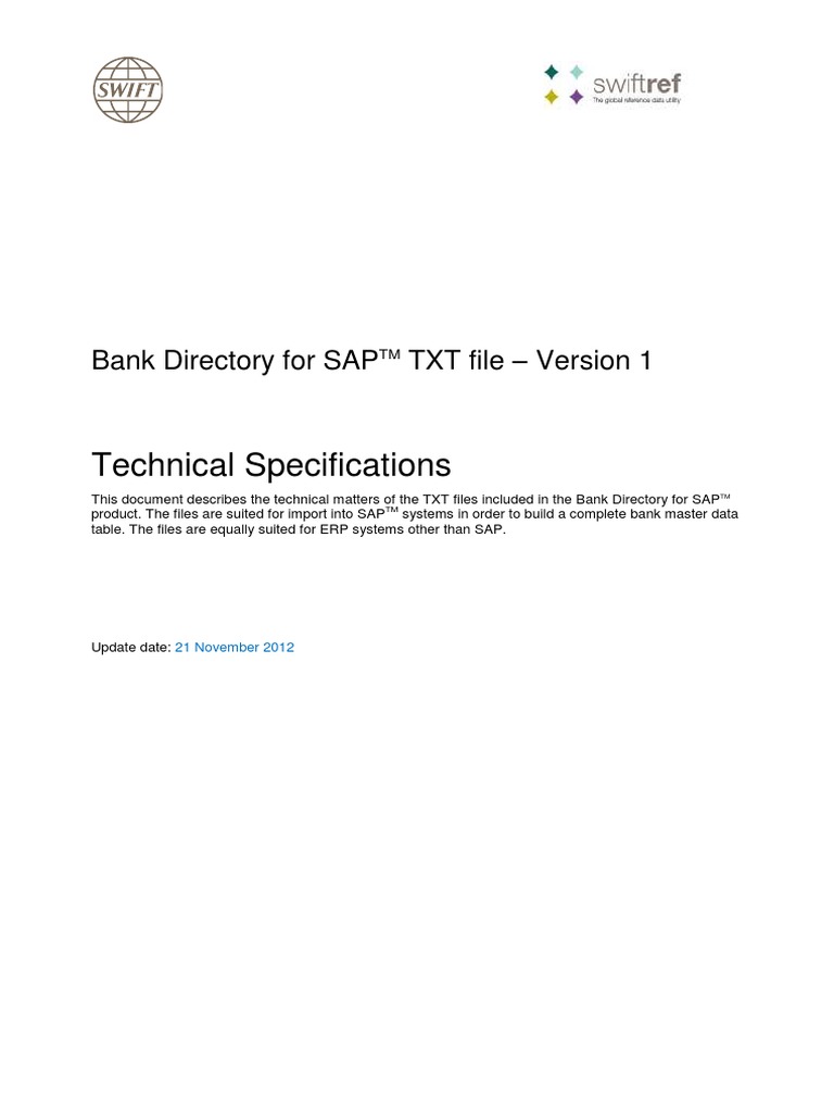 Bank Directory Sap v1 TXT File Tech Spec 0 | PDF | Zip (File Format ...