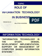 ROLE OF It IN BUSINESS