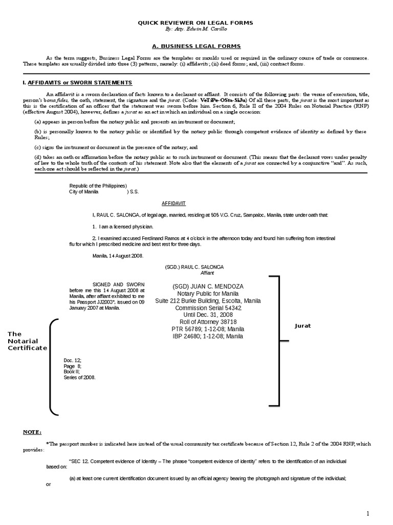 Legal Forms Reviewer PDF Identity Document Pleading