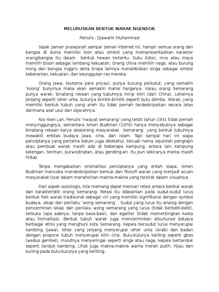 Meluruskan Bentuk Warak Ngendok