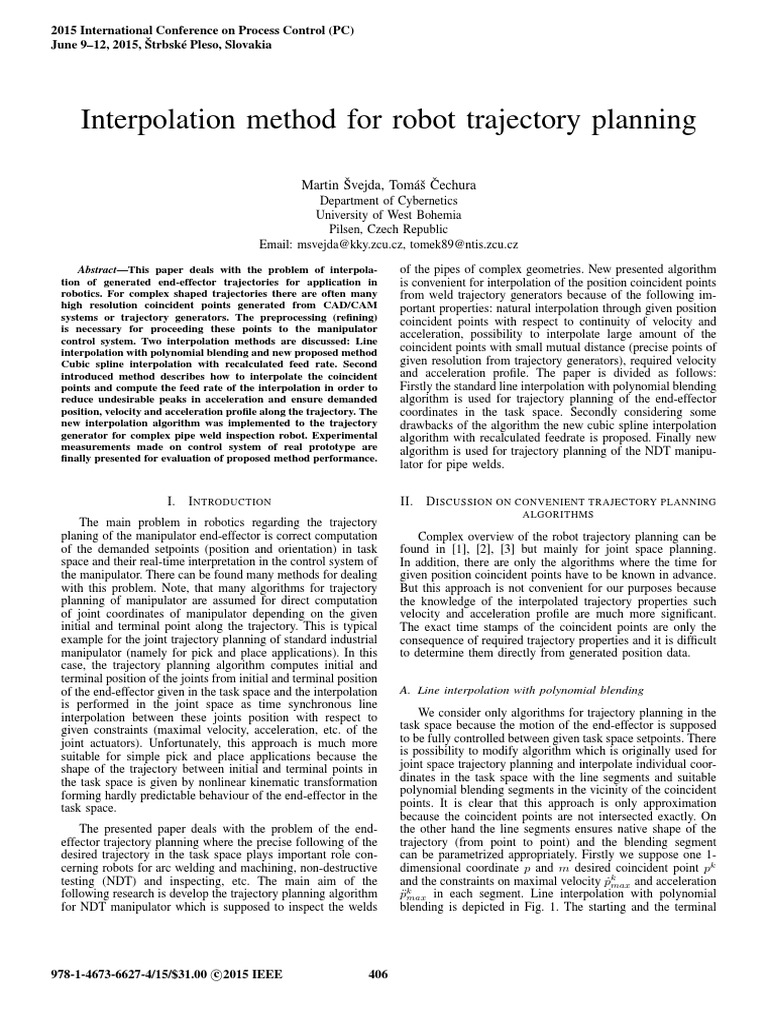 Robot Trajectory Interpolation | PDF | Interpolation | Acceleration